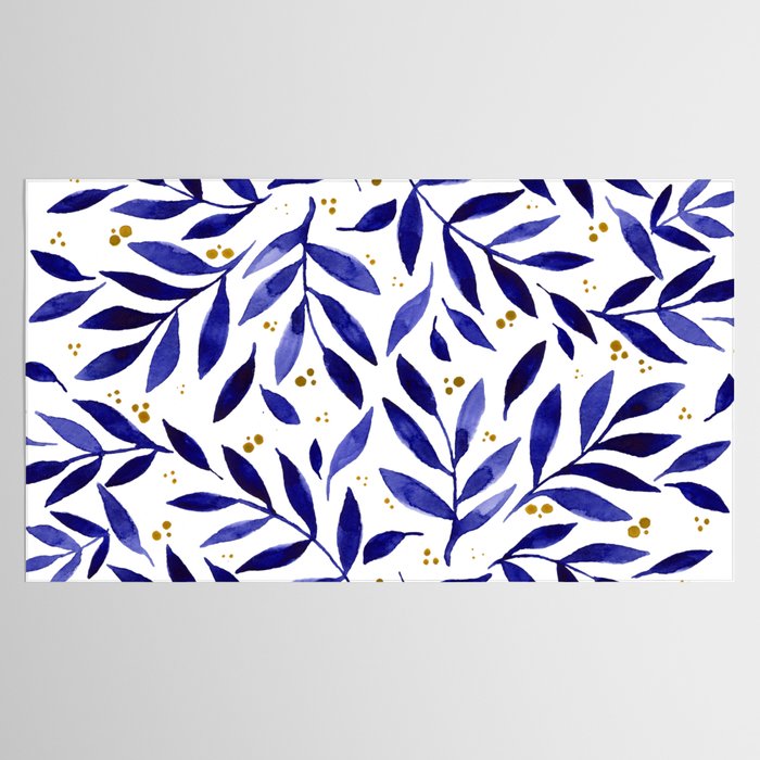 Pretty watercolor branches - blue and yellow Tablecloth Gallery Image 2