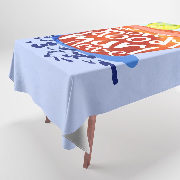 One More Bloody Mary Please, Cocktails Typography Happy Hour Alcohol, Weekend Drinks Beverages Summer Eclectic Lemon Painting Tablecloth Gallery Image 1
