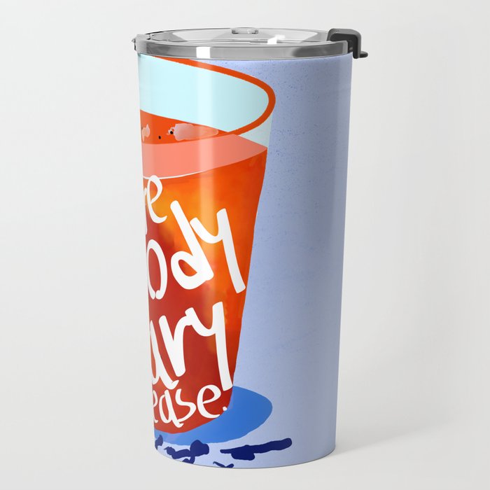 One More Bloody Mary Please, Cocktails Typography Happy Hour Alcohol, Weekend Drinks Beverages Summer Eclectic Lemon Painting Travel Mug Gallery Image 2