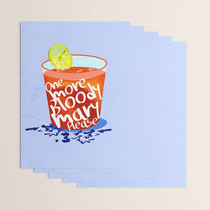 One More Bloody Mary Please, Cocktails Typography Happy Hour Alcohol, Weekend Drinks Beverages Summer Eclectic Lemon Painting Wrapping Paper Gallery Image 3