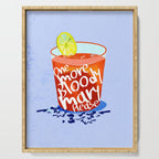One More Bloody Mary Please, Cocktails Typography Happy Hour Alcohol, Weekend Drinks Beverages Summer Eclectic Lemon Painting Serving Tray Gallery Image 1