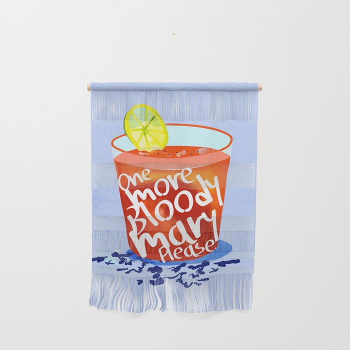 One More Bloody Mary Please, Cocktails Typography Happy Hour Alcohol, Weekend Drinks Beverages Summer Eclectic Lemon Painting Wall Hanging Gallery Image 1