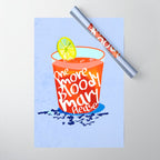 One More Bloody Mary Please, Cocktails Typography Happy Hour Alcohol, Weekend Drinks Beverages Summer Eclectic Lemon Painting Wrapping Paper Gallery Image 1