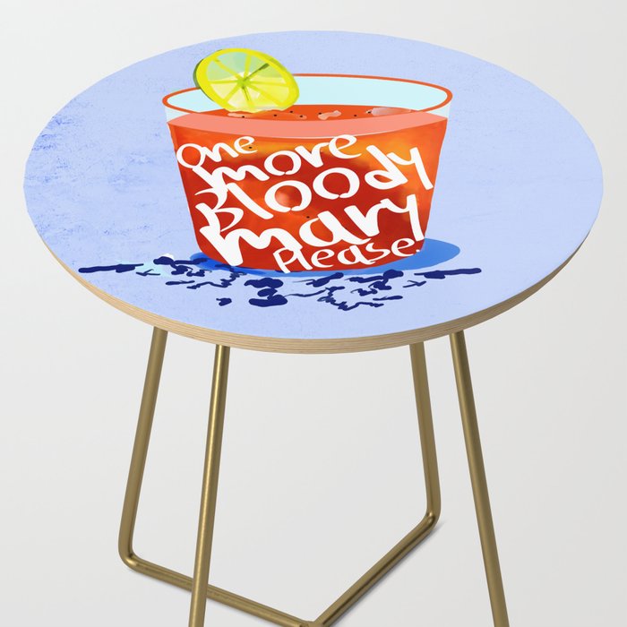 One More Bloody Mary Please, Cocktails Typography Happy Hour Alcohol, Weekend Drinks Beverages Summer Eclectic Lemon Painting Side Table Gallery Image 2