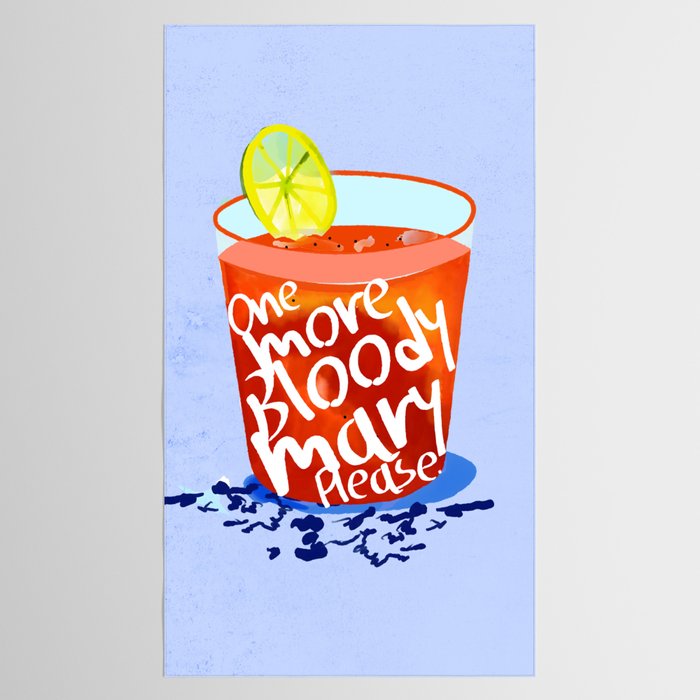 One More Bloody Mary Please, Cocktails Typography Happy Hour Alcohol, Weekend Drinks Beverages Summer Eclectic Lemon Painting Tablecloth Gallery Image 2