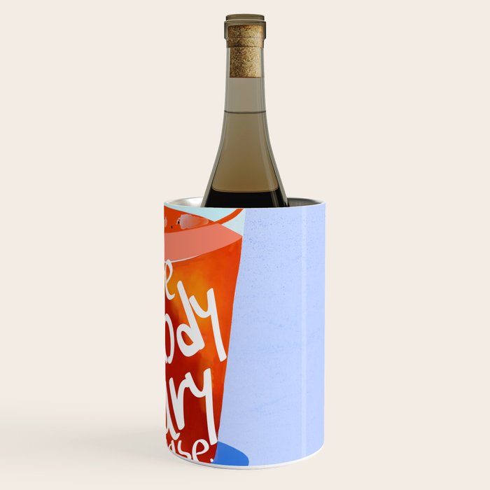One More Bloody Mary Please, Cocktails Typography Happy Hour Alcohol, Weekend Drinks Beverages Summer Eclectic Lemon Painting Wine Chiller Gallery Image 3