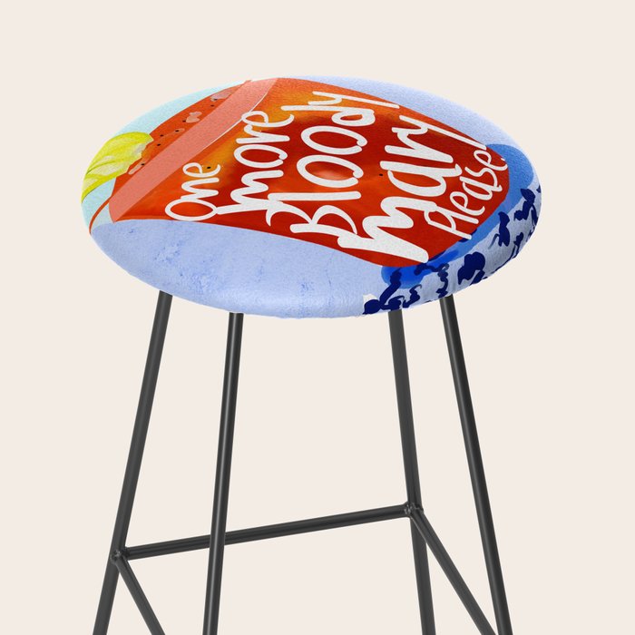 One More Bloody Mary Please, Cocktails Typography Happy Hour Alcohol, Weekend Drinks Beverages Summer Eclectic Lemon Painting Stool Gallery Image 2