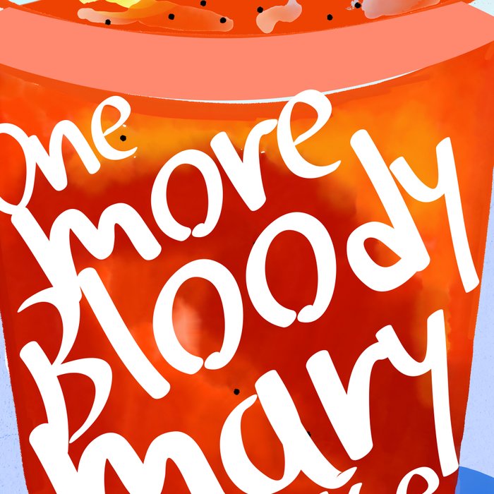 One More Bloody Mary Please, Cocktails Typography Happy Hour Alcohol, Weekend Drinks Beverages Summer Eclectic Lemon Painting Coffee Mug Gallery Image 2