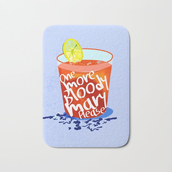 One More Bloody Mary Please, Cocktails Typography Happy Hour Alcohol, Weekend Drinks Beverages Summer Eclectic Lemon Painting Bath Mat Gallery Image 1