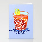 One More Bloody Mary Please, Cocktails Typography Happy Hour Alcohol, Weekend Drinks Beverages Summer Eclectic Lemon Painting Stationery Card Gallery Image 2