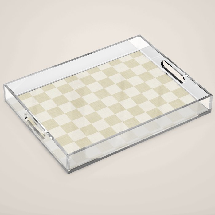 Linen Check Pattern - Mocha Brown Acrylic Tray Gallery Image 1