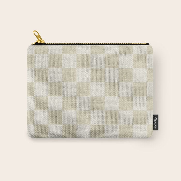Linen Check Pattern - Mocha Brown Carry All Pouch Gallery Image 1