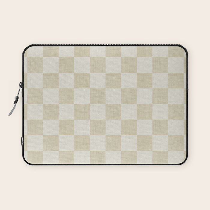Linen Check Pattern - Mocha Brown Laptop Sleeve Gallery Image 1