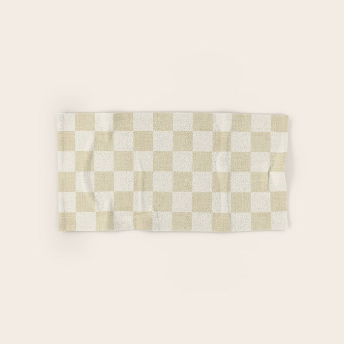 Linen Check Pattern - Mocha Brown Bath Towel Gallery Image 1