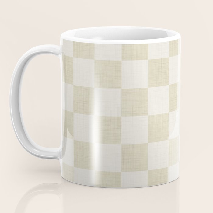 Linen Check Pattern - Mocha Brown Coffee Mug Gallery Image 3