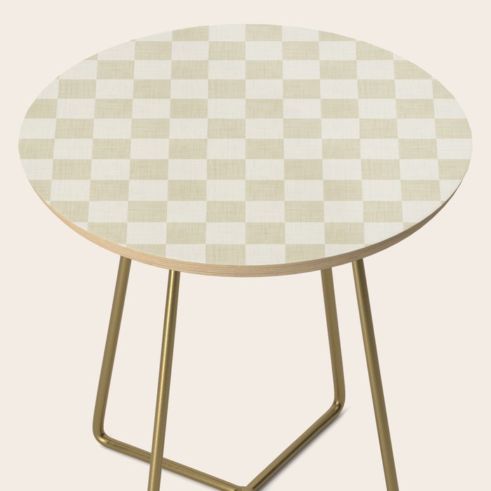 Linen Check Pattern - Mocha Brown Side Table Gallery Image 2