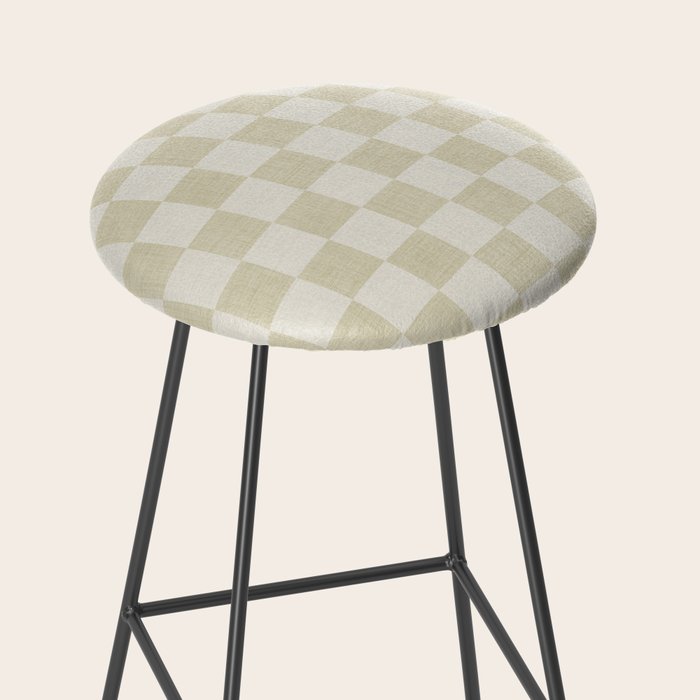 Linen Check Pattern - Mocha Brown Stool Gallery Image 2