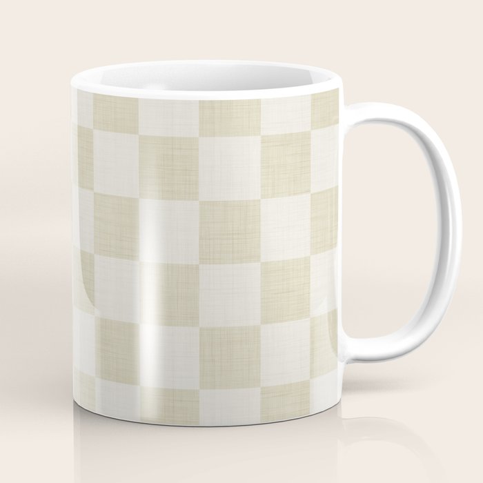 Linen Check Pattern - Mocha Brown Coffee Mug Gallery Image 1