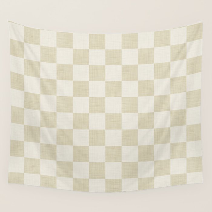 Linen Check Pattern - Mocha Brown Wall Tapestry Gallery Image 1