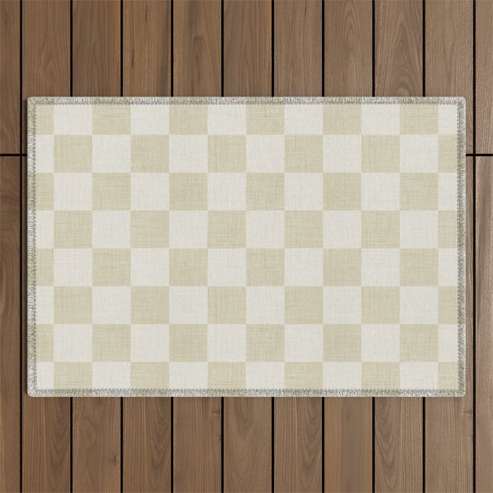 Linen Check Pattern - Mocha Brown Outdoor Rug Gallery Image 1