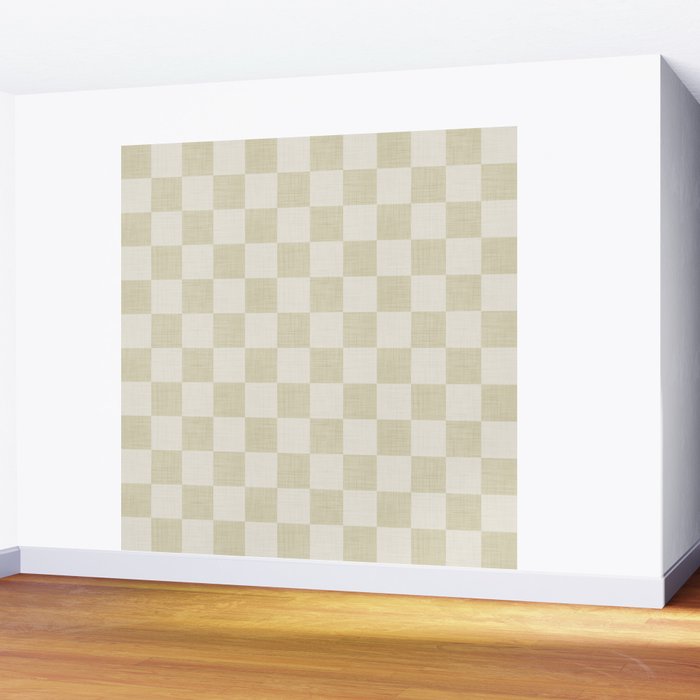 Linen Check Pattern - Mocha Brown Wall Mural Gallery Image 2