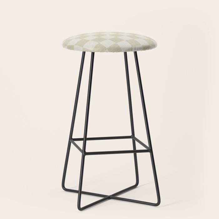 Linen Check Pattern - Mocha Brown Stool Gallery Image 1