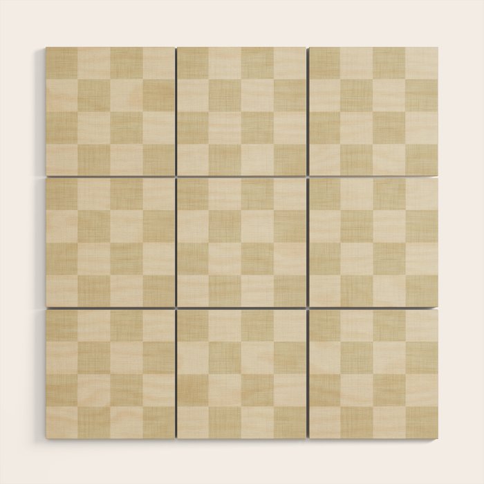 Linen Check Pattern - Mocha Brown Wood Wall Art Gallery Image 1