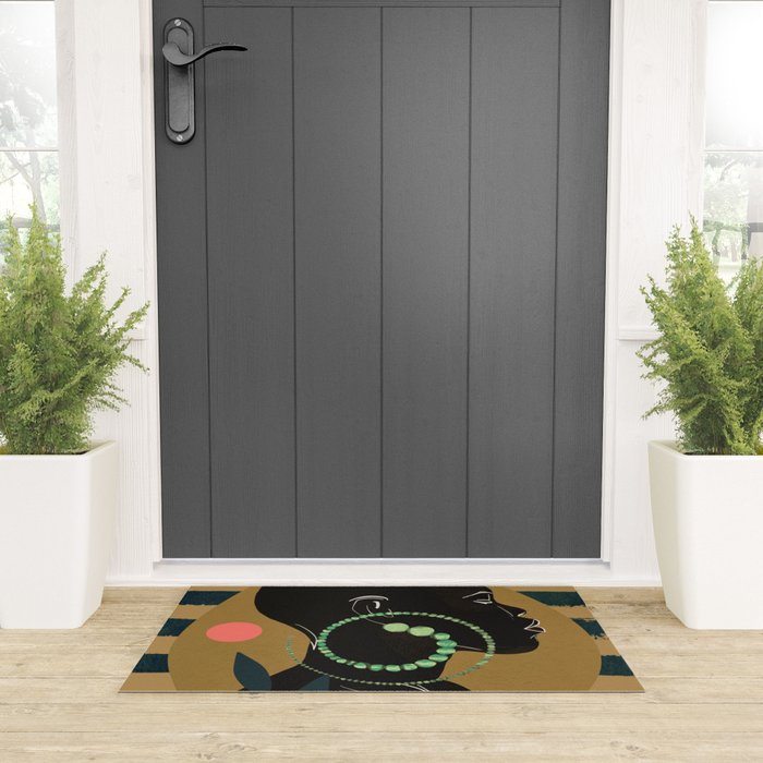 Abstract Art Tropical Girl Welcome Mat Gallery Image 3