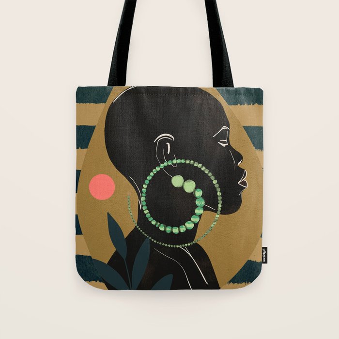 Abstract Art Tropical Girl Tote Bag Gallery Image 1