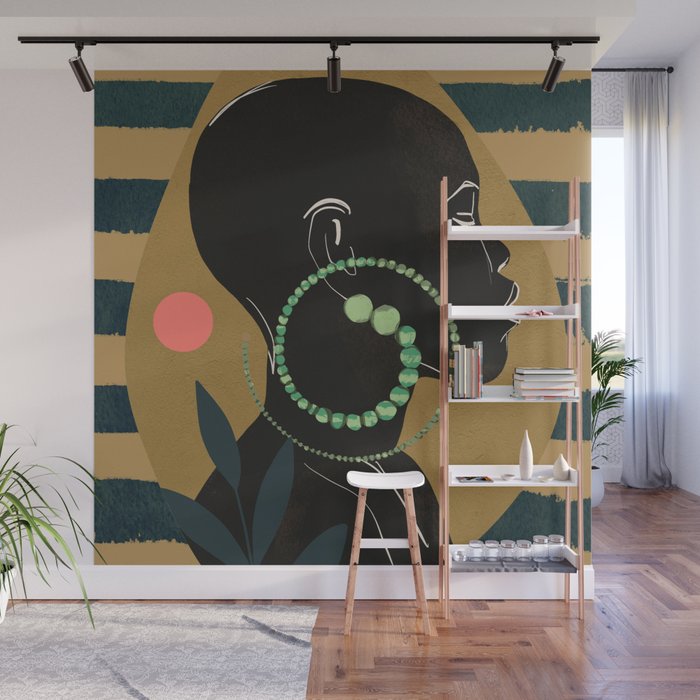 Abstract Art Tropical Girl Wall Mural Gallery Image 1