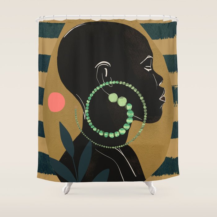 Abstract Art Tropical Girl Shower Curtain Gallery Image 1