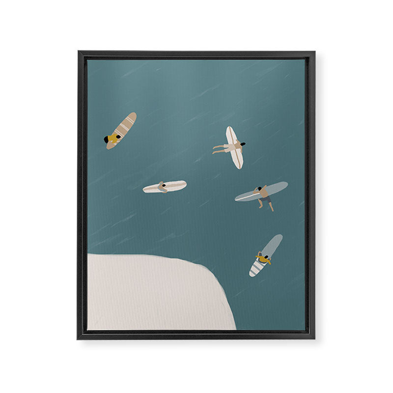 Surfers Surfing at the Sea Framed Canvas Print Gallery Image 8