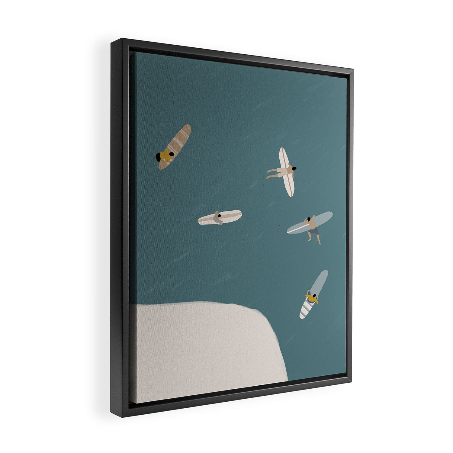 Surfers Surfing at the Sea Framed Canvas Print Gallery Image 2