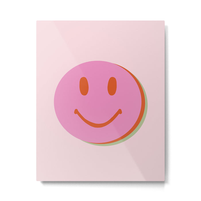 70s retro pink smiles pattern  Metal Print Gallery Image 1
