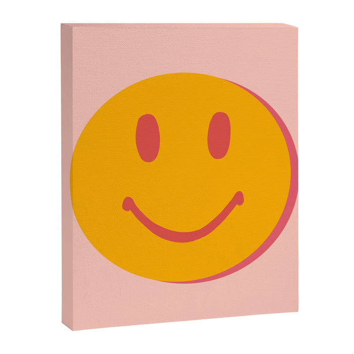 70s retro yellow smile face illustration  Canvas Print Gallery Image 1