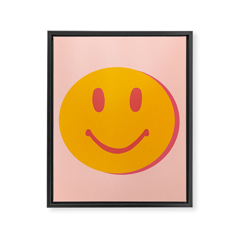 70s retro yellow smile face illustration  Framed Canvas Print Gallery Image 8