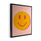 70s retro yellow smile face illustration  Framed Canvas Print Gallery Image 2