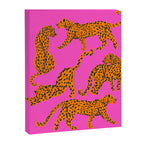 Abstract leopard with red lips illustration in fuchsia background  Canvas Print Gallery Image 8
