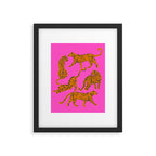Abstract leopard with red lips illustration in fuchsia background  Framed Art Print Gallery Image 4
