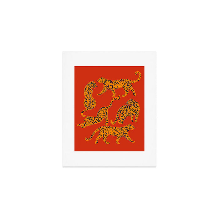 Abstract modern cats with red lips and earnings  Art Print Gallery Image 1