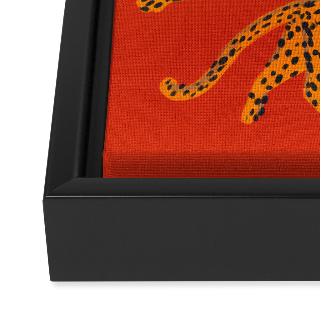 Abstract modern cats with red lips and earnings  Framed Canvas Print Gallery Image 3