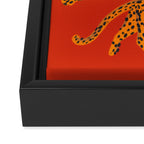Abstract modern cats with red lips and earnings  Framed Canvas Print Gallery Image 3