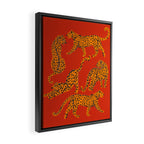 Abstract modern cats with red lips and earnings  Framed Canvas Print Gallery Image 2