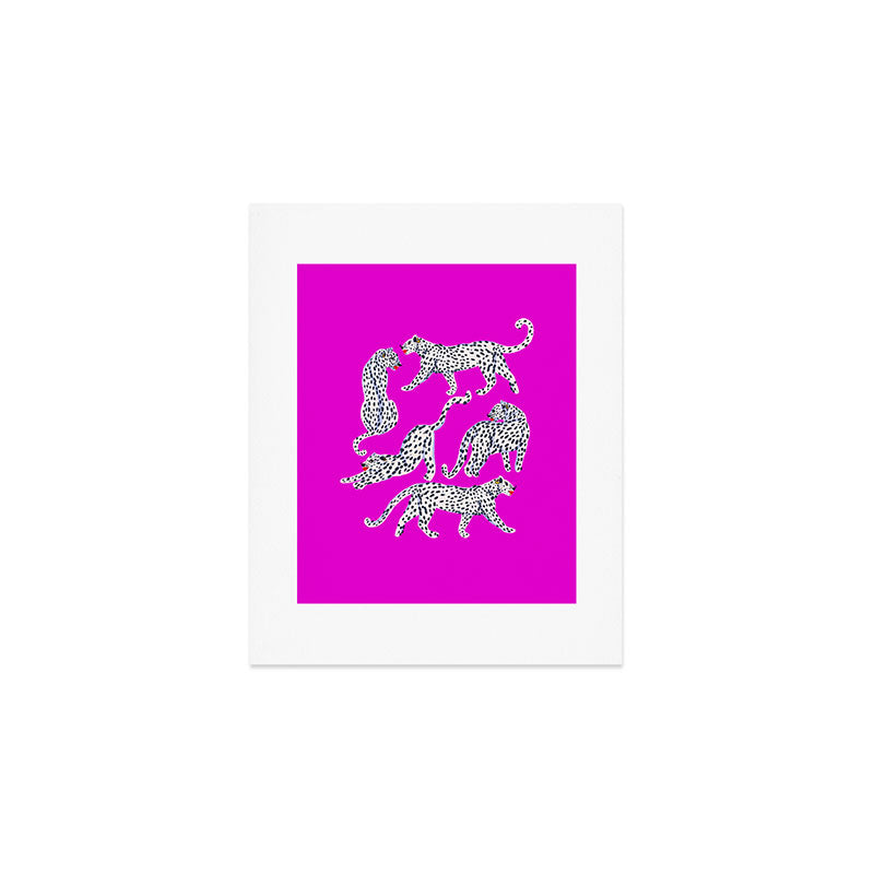 Abstract white leopards with red lips Art Print Gallery Image 1