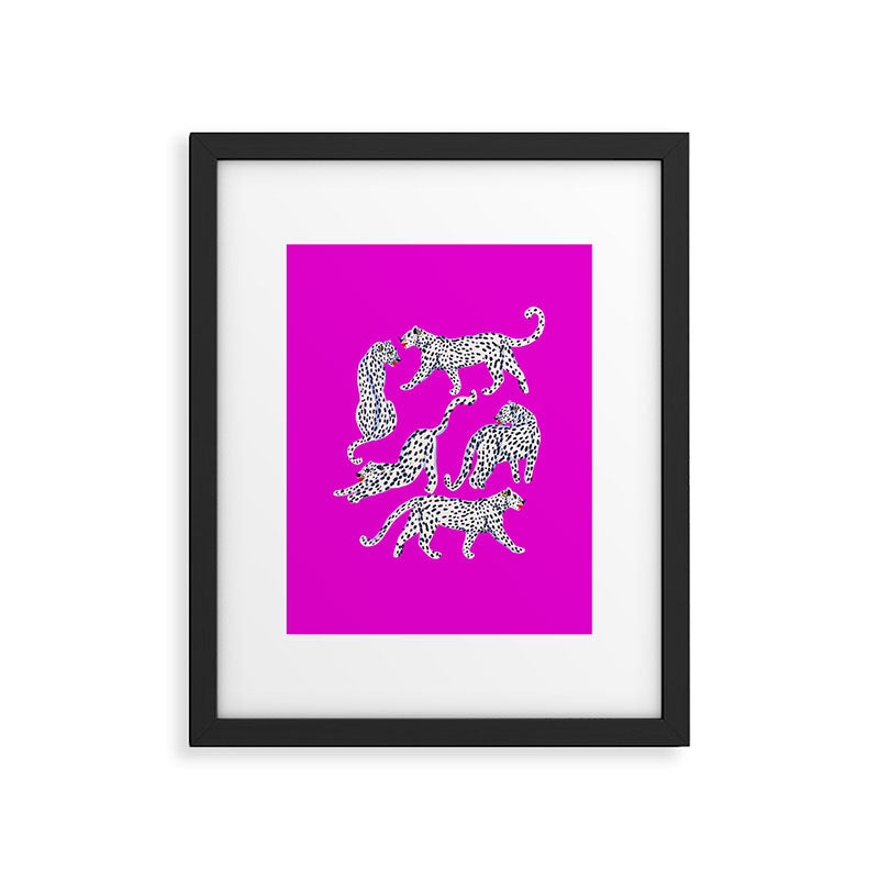 Abstract white leopards with red lips Framed Art Print Gallery Image 6