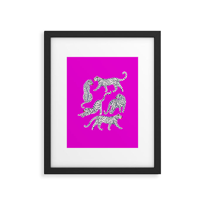 Abstract white leopards with red lips Framed Art Print Gallery Image 1