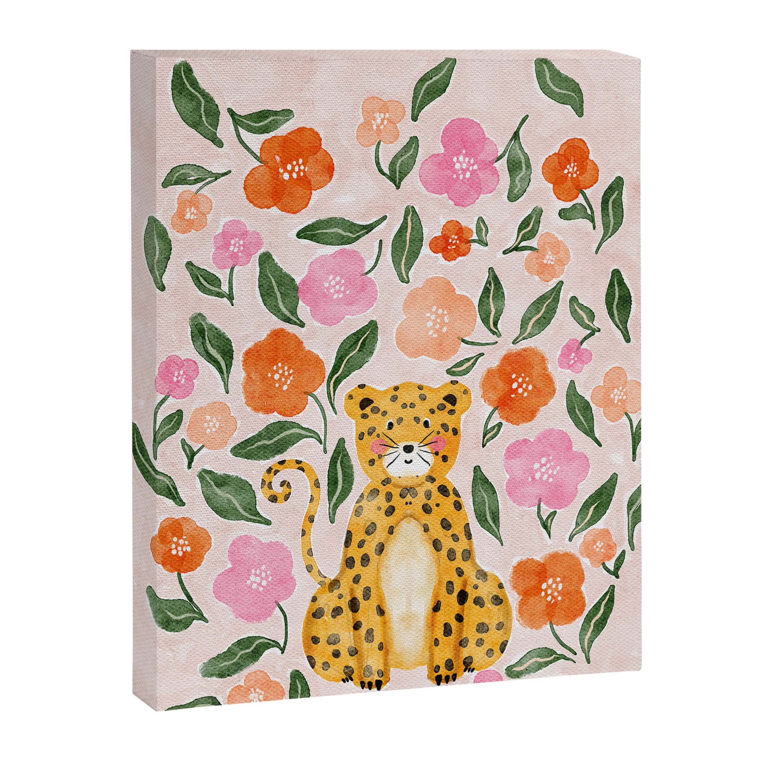 Adorable Floral Cheetah: Charming Watercolor Illustration Canvas Print Gallery Image 8