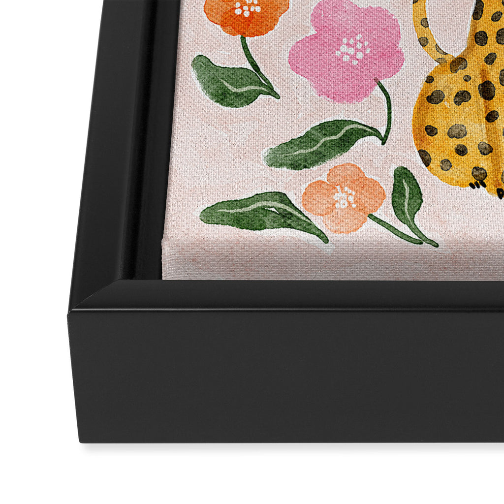 Adorable Floral Cheetah: Charming Watercolor Illustration Framed Canvas Print Gallery Image 3