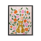 Adorable Floral Cheetah: Charming Watercolor Illustration Framed Canvas Print Gallery Image 8