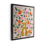 Adorable Floral Cheetah: Charming Watercolor Illustration Framed Canvas Print Gallery Image 2